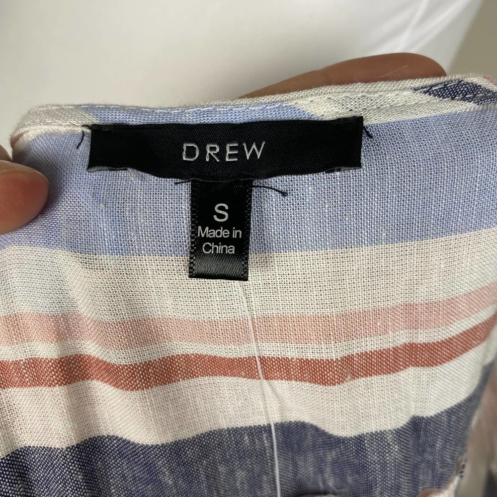 Anthropologie Drew Dress Wrap Linen Striped Tie Candy Stripe Size Small NWT - Picture 10 of 13